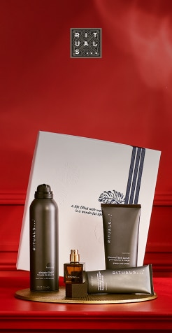 Set cadou Rituals pentru îngrijire personală, include gel de duș, cremă, parfum și cutie elegantă, ideal pentru cadouri premium și cumpărături online.